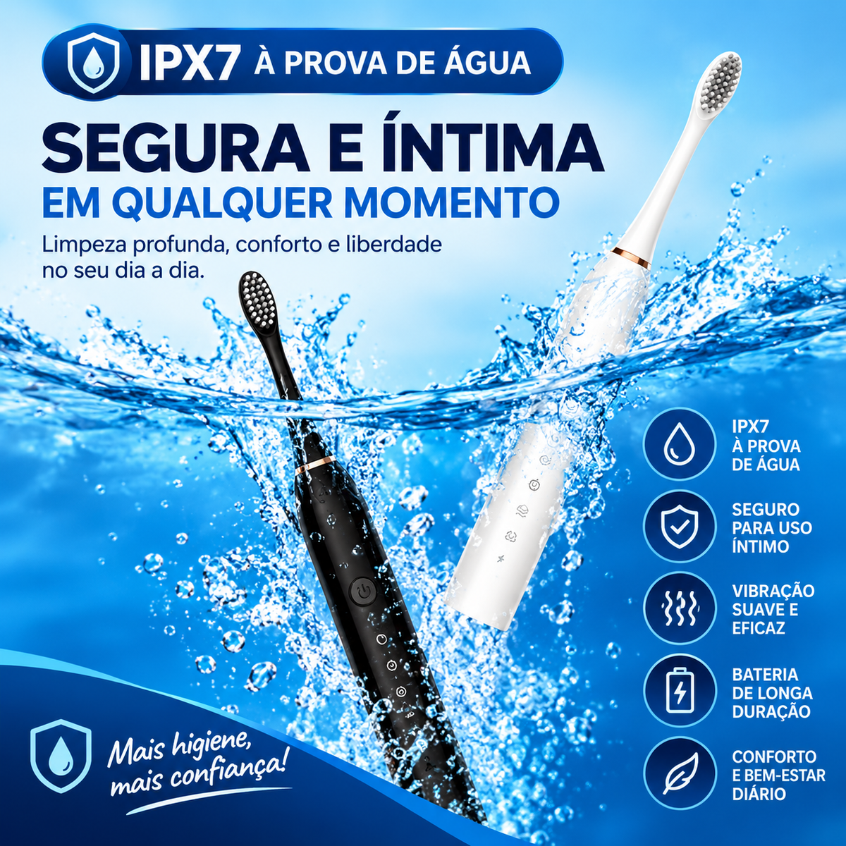 Escova de Dentes Elétrica Recarregável