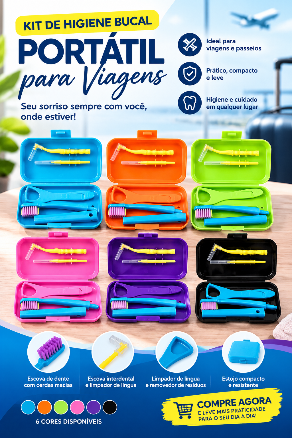 conjunto de viagem de higiene e limpeza